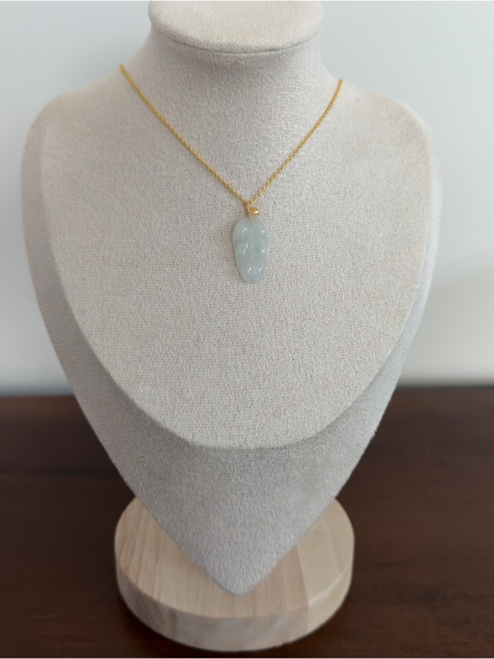 Certified Grade A Burma Jade Leaf Pendant Necklace